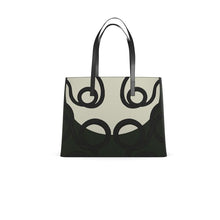 Load image into Gallery viewer, Black and white handbag with decorative pattern on a white background