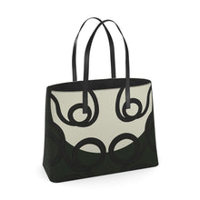 Load image into Gallery viewer, Black and white tote bag with decorative patterns on a white background