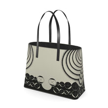 Load image into Gallery viewer, Tote bag with black and white geometric pattern on a beige background