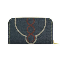 Load image into Gallery viewer, Blue wallet with a circular design on a white background