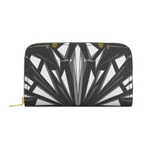 Load image into Gallery viewer, Black and white patterned wallet on a white background