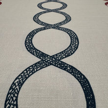 Load image into Gallery viewer, Close-up of a textured blue rope pattern on a beige fabric background