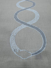 Load image into Gallery viewer, Decorative white pattern on a gray fabric background