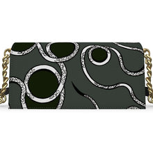 Load image into Gallery viewer, Black handbag with white chain pattern on a white background