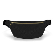 Load image into Gallery viewer, Black waist bag with a gold zipper on a white background