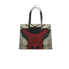 Load image into Gallery viewer, Tote bag with a red and black design on a white background

