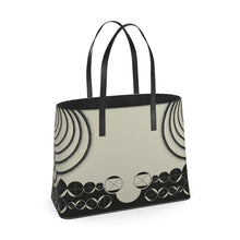 Load image into Gallery viewer, Tote bag with black and white circular pattern on a white background
