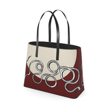 Load image into Gallery viewer, Tote bag with black handles and a decorative pattern on a white background
