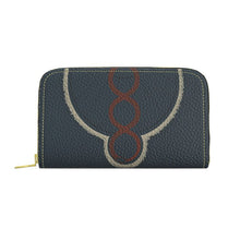 Load image into Gallery viewer, Black wallet with a red and beige emblem on a white background
