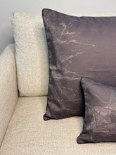 Load image into Gallery viewer, Gray textured pillows on a beige sofa against a light gray wall
