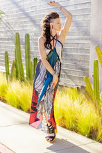 Load image into Gallery viewer, Woman in a colorful dress standing in front of a cactus plant
