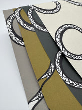 Load image into Gallery viewer, Textile swatches with geometric pattern on a white background
