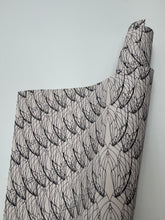 Load image into Gallery viewer, Fabric with black abstract pattern on a light gray background
