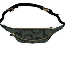Load image into Gallery viewer, Black waist bag with gold accents on a white background
